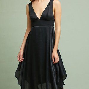 Anthropologie Moulinette Soeurs Whitney Asymmetrical Midi Dress Black Size 4